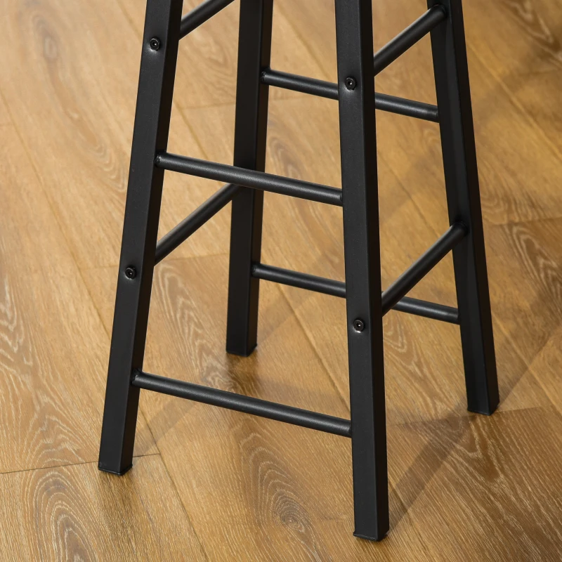 HOMCOM Industrial Bar Table Set for 2, 3 Pieces Pub Table and Bar Stools with Storage Shelf for Kitchen