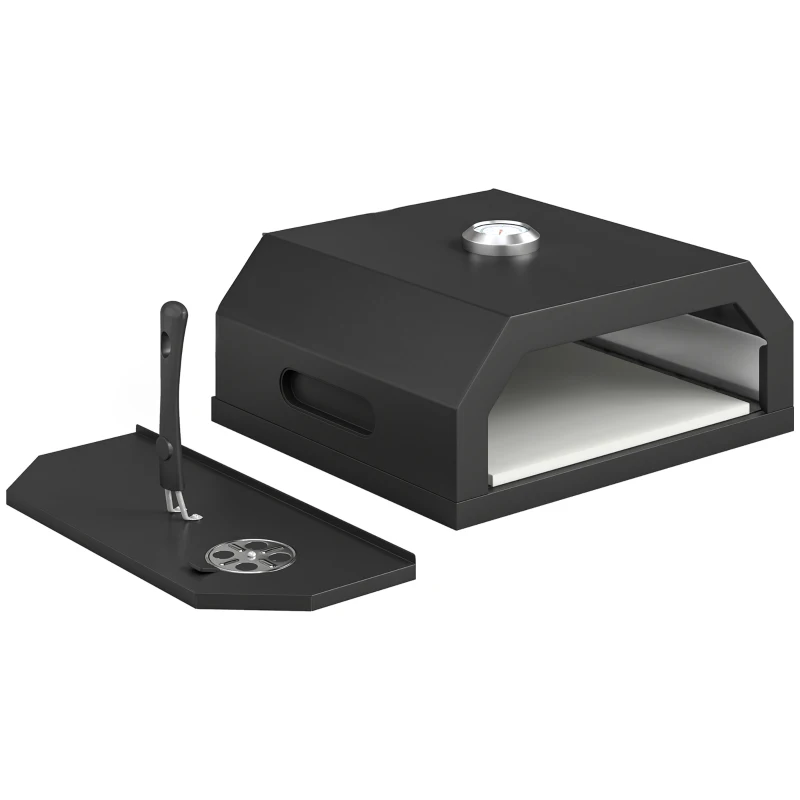 Outsunny Kit Four à Pizza pour Barbecue Four à Pizza Extérieur pour Barbecue 53 x 40 x 18,5 cm, noir