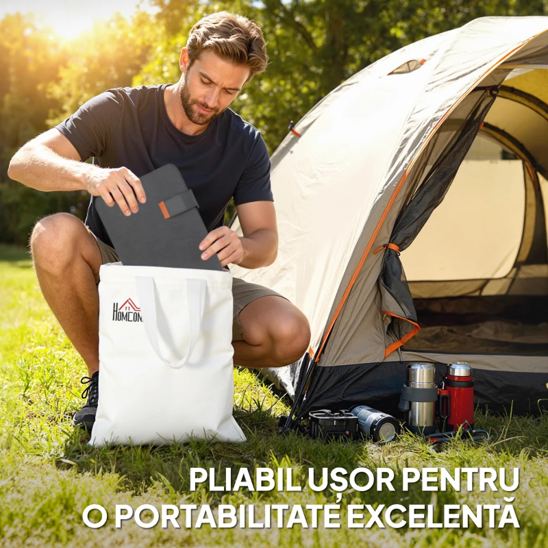 HOMCOM Încărcător Solar 36W Pliabil cu Port Tip-C, Impermeabil IP67 din ETFE, Gri