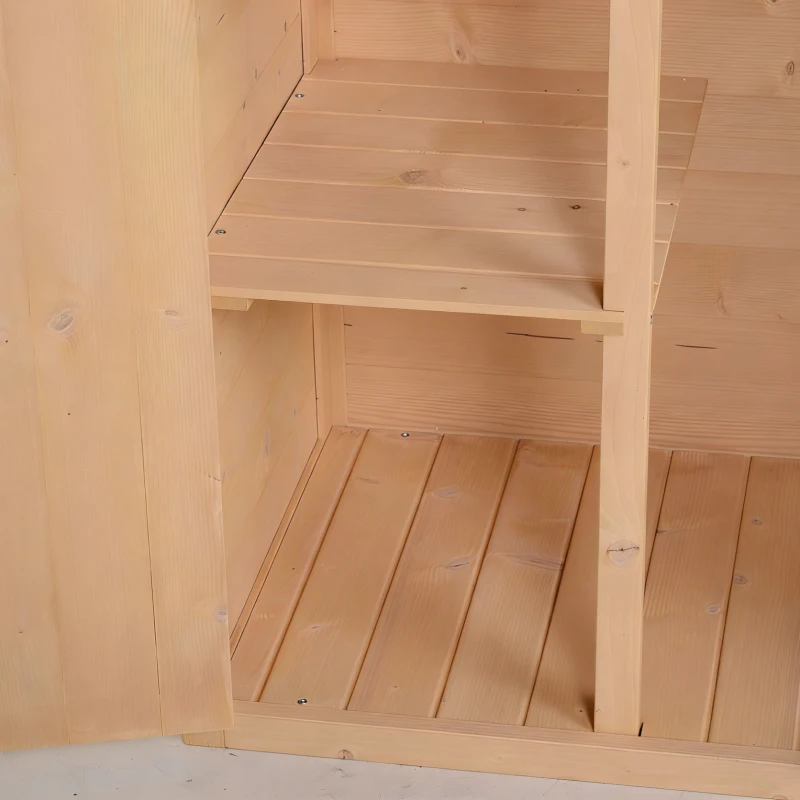 Outsunny Wooden Small Shed, Garden Storage Shed with Shelves and Bolt Latch, 75L x 56W x115H cm, Natural