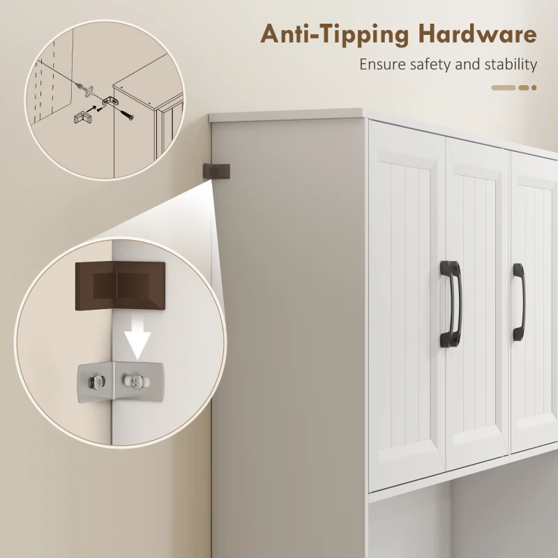 HOMCOM Szafka kuchenna, 180,5 cm, spiżarnia, blat roboczy, otwór na kable, regulowane półki, MDF, Biały