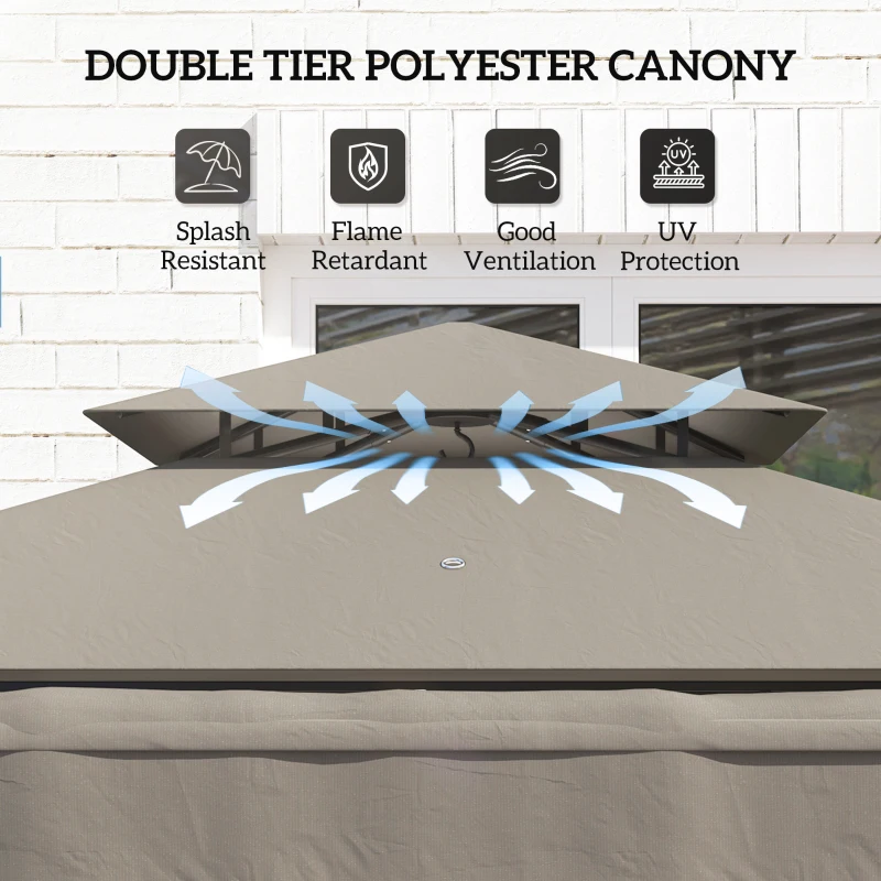 Outsunny Pawilon grillowy 242x232x248 cm wodoodporny, ognioodporny, z podwójnym dachem, szary