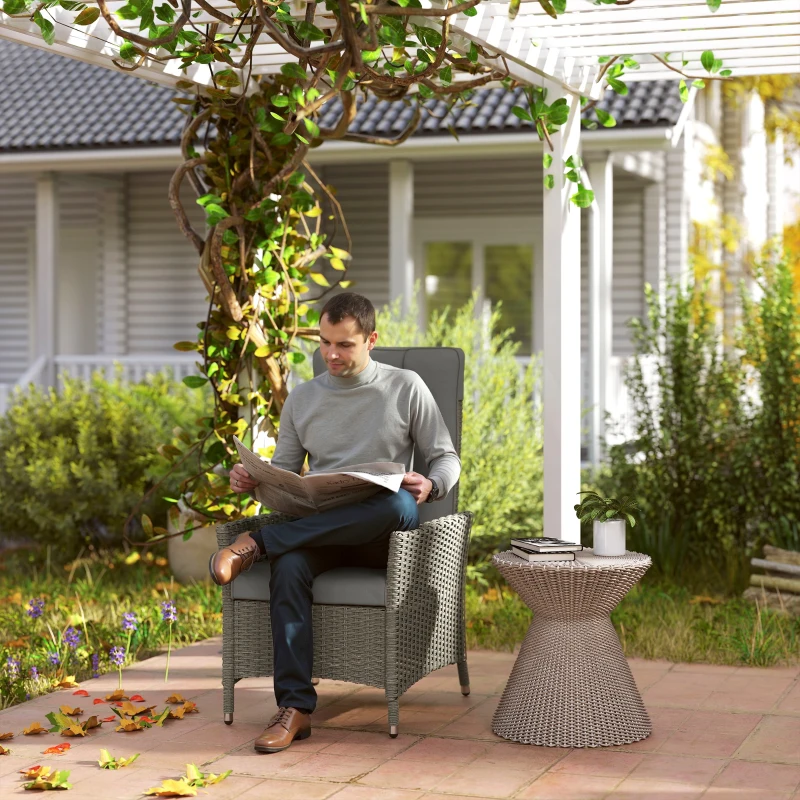 Outsunny 105°-150° Reclining Rattan Chair - Grey