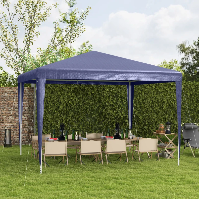 Outsunny Tonnelle 3 x 3 m barnum de jardin métal époxy bâche PE haute densité bleu