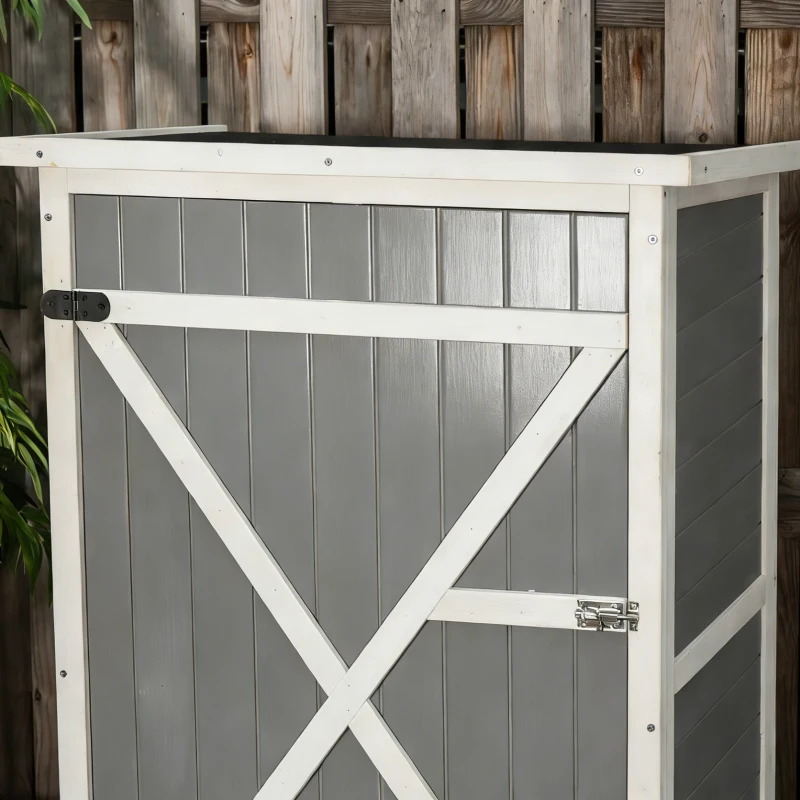 Outsunny Wooden Small Shed, Garden Storage Shed with Shelves and Bolt Latch, 75L x 56W x115H cm, Grey