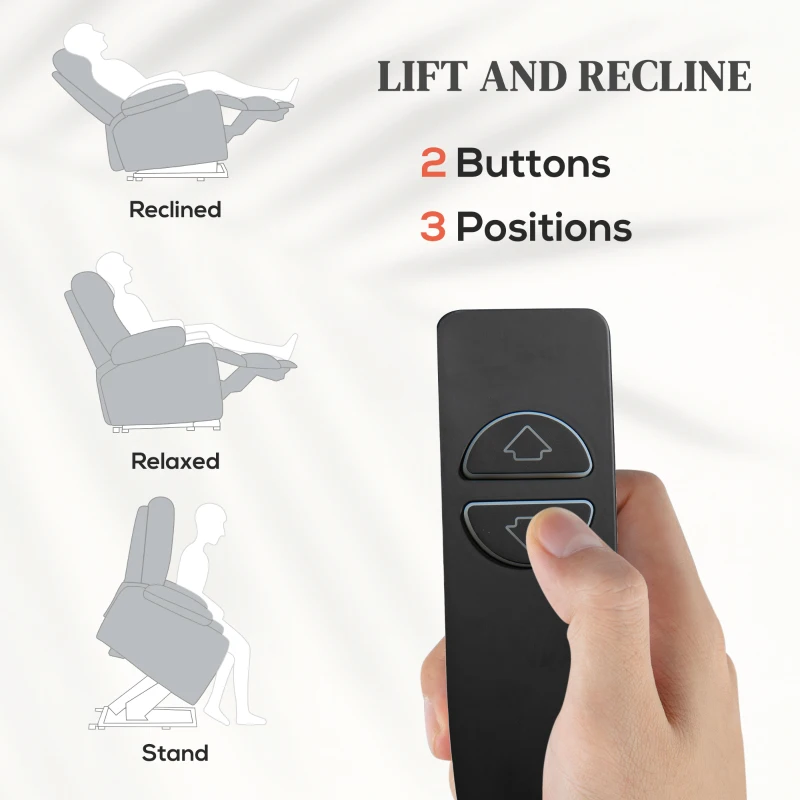HOMCOM Fotel dla seniorów z funkcją podnoszenia, funkcja leżenia, pilot, 144 cm x 91 cm x 88 cm, jasnoszary