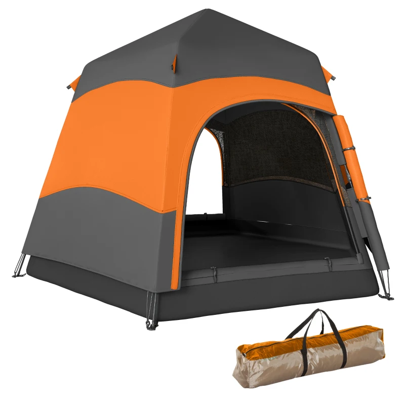 Outsunny Double Layer Instant Pop Up Tent with Rainfly, Portable Camping Shelter with Sewn-in Groundsheet and Carry Bag, Orange