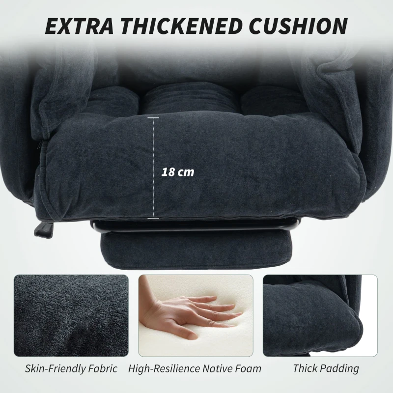 HOMCOM Scaun de Birou Rabatabil cu Suport pentru Picioare, Spătar Înalt, Înălțime Reglabilă și Roți, Negru