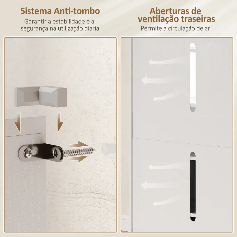 HOMCOM Sapateira para Entrada com Prateleiras Ajustáveis para 20 Pares de Sapatos 72x34,5x103 cm Branco Brilhante