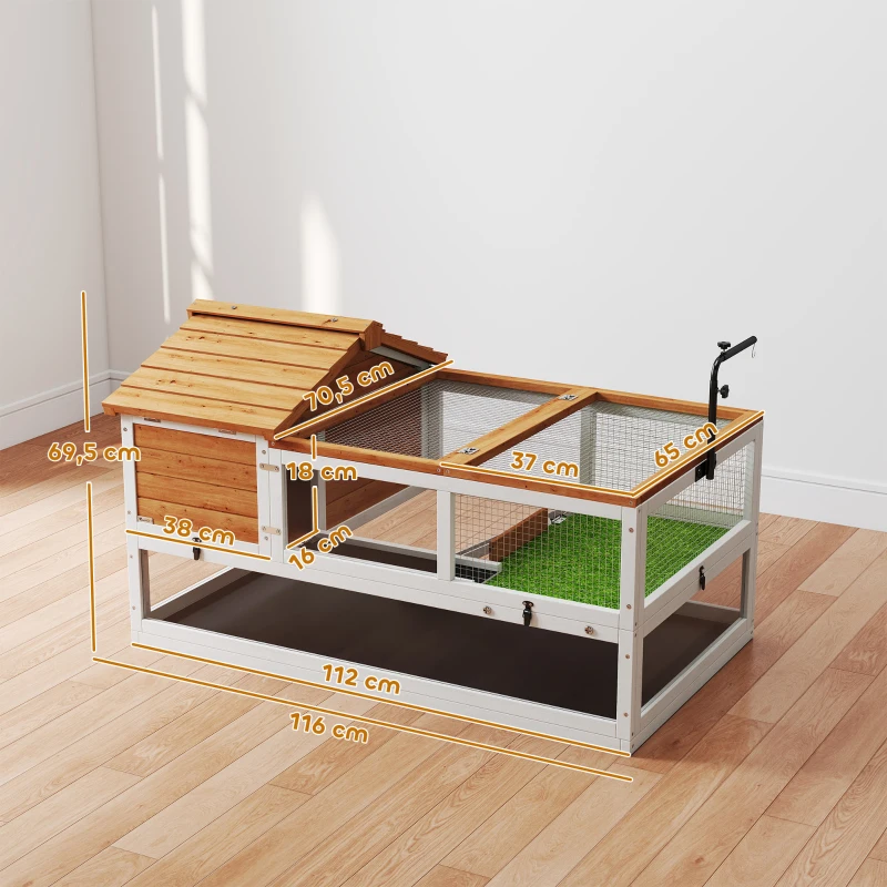 Dom dla żółwi PawHut, dwupoziomowy, z uchwytem na lampę, klatka dla małych zwierząt, pomarańczowy