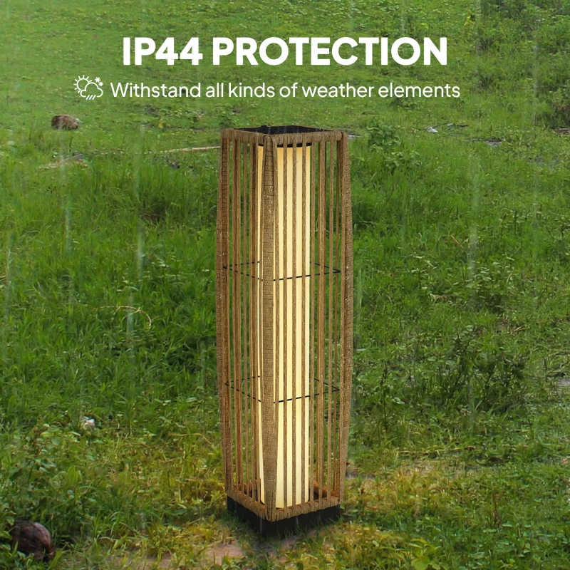 Outsunny Solarna Stojąca Lampa Rattanowa z Czujnikiem Zmierzchu Automatyczna LED Styl Boho IP44