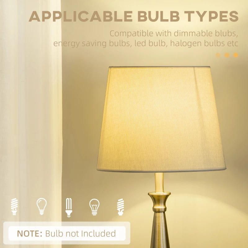 HOMCOM 3-częściowy zestaw lamp w stylu retro, 2 lampy stołowe, 1 lampa podłogowa, 35,5 cm x 35,5 cm x 146 cm, Srebrny + Biały