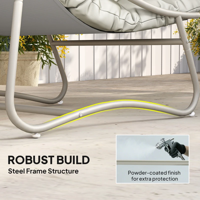 Outsunny Bistro Set for Garden, 3 Piece Outdoor Table and Chair with Footstool and Removable Cushions, Comfy Balcony Furniture