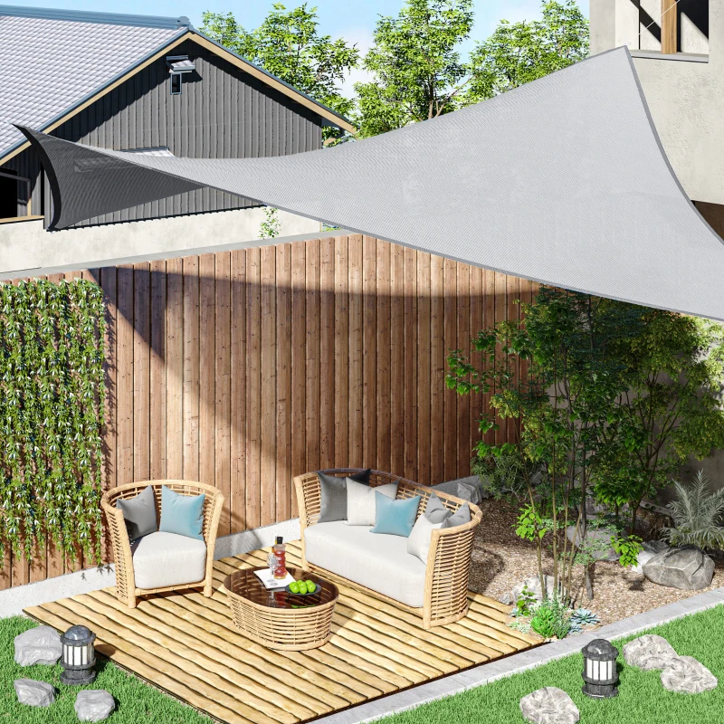 Outsunny Voile d'ombrage rectangulaire 4 x 3 m polyéthylène Haute densité Protection UV Avec sac de rangement - Coloris gris