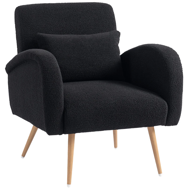 HOMCOM Teddy Fleece Accent Chair - Black