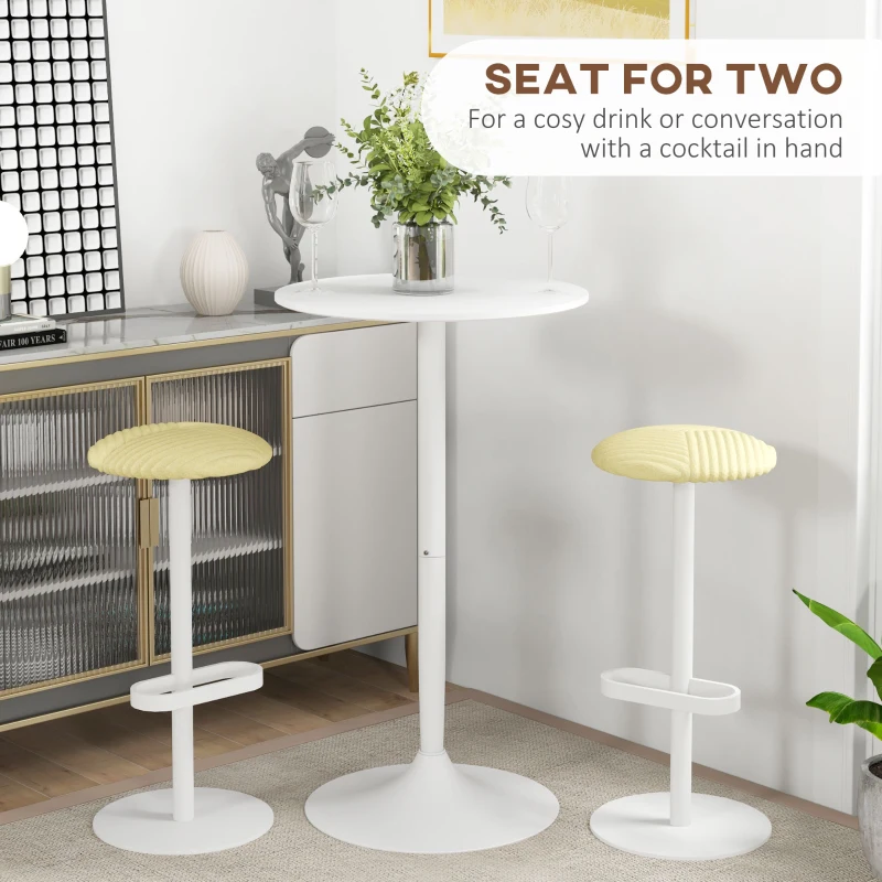 HOMCOM stół barowy, wysoki, Ø60 x 102 cm, okrągły stolik na przyjęcia, stolik do salonu i jadalni, stalowy, biały