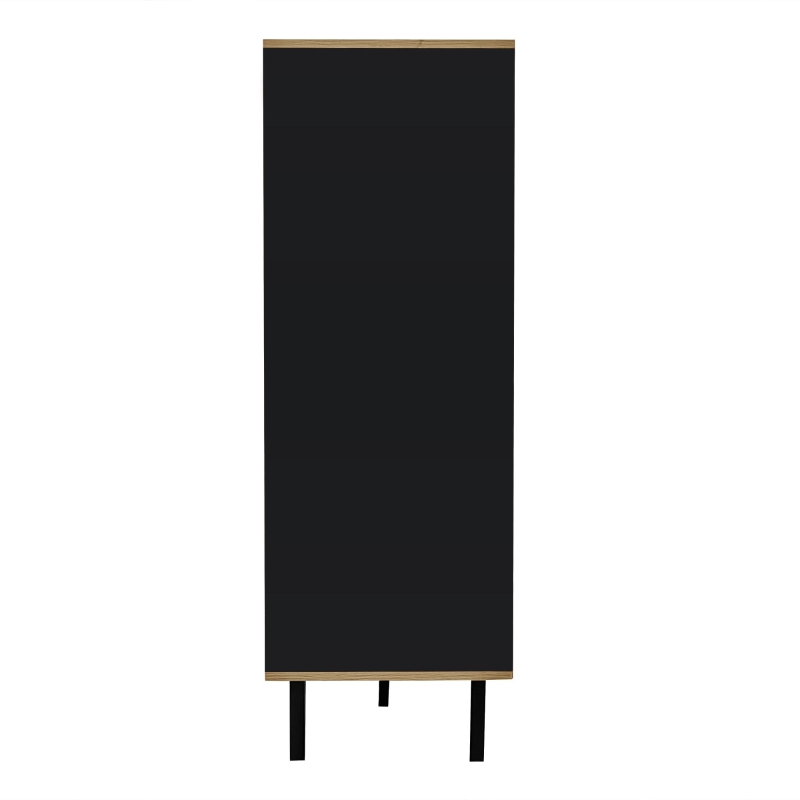 Meuble d'appoint avec vitrine, éclairage LED et verre, 80x40x120 cm, Couleur naturelle+Noir