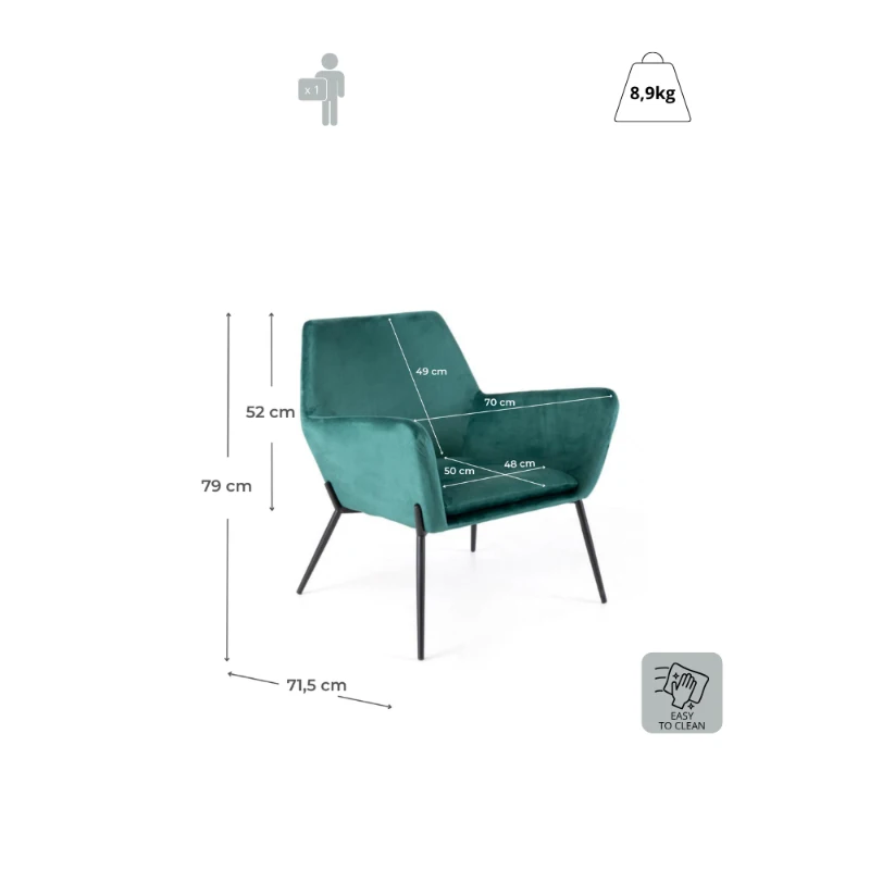 E-STYLO Poltrona moderna in velluto, ideale per arredare con eleganza soggiorni, salotti e zone living