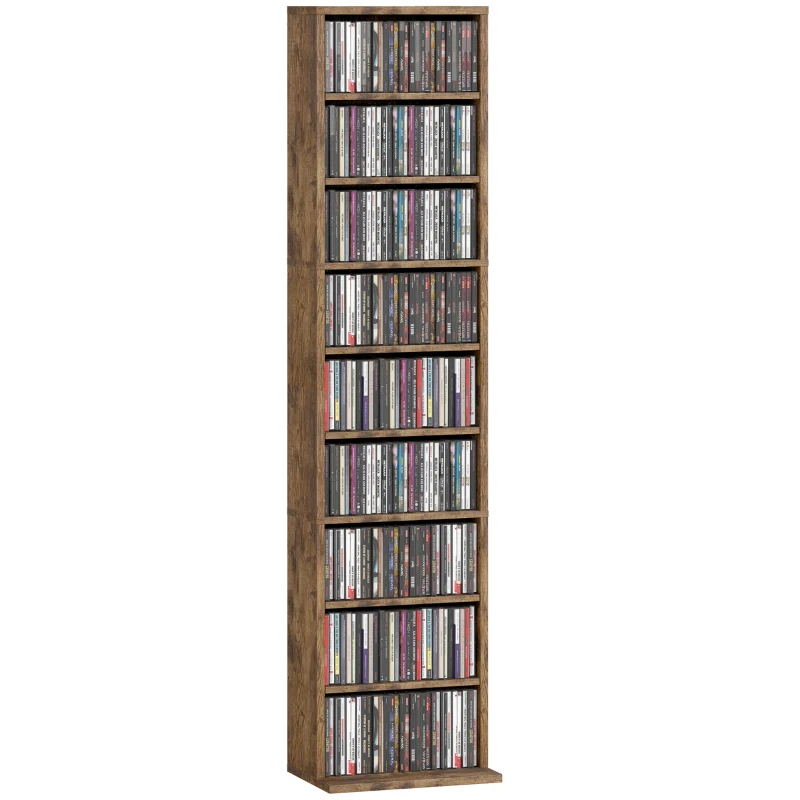 HOMCOM 260 Narrow CD Storage Unit - Rustic Brown
