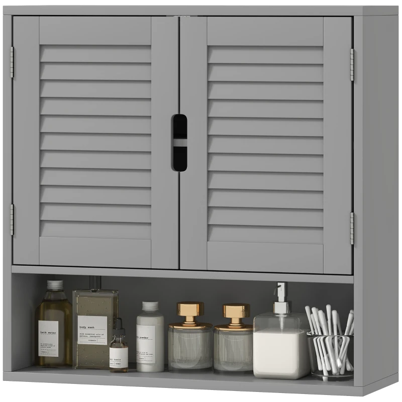 HOMCOM Bathroom Cabinet, Wall Mounted Storage Cabinet with Adjustable Shelves, 60 x 20 x 60 cm, Grey