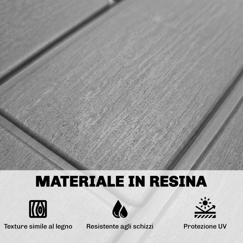 Outsunny Baule da Giardino 227L in Resina Impermeabile e Anti UV con Chiusura a Chiave, 106.5x43x54.5 cm, Grigio