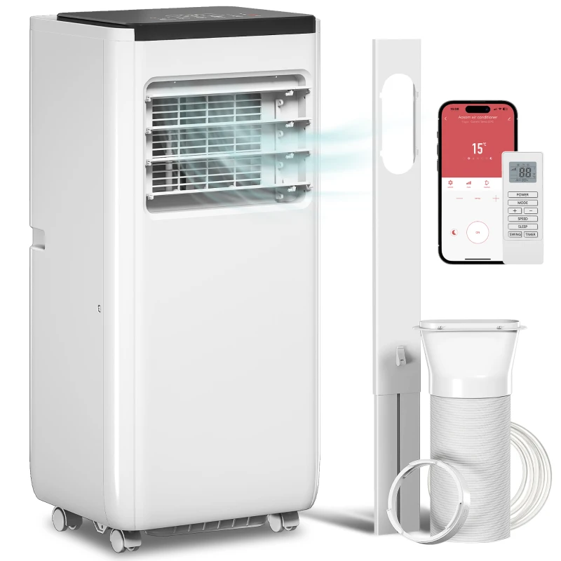 HOMCOM Climatizzatore portatile 10000 BTU 4 in 1 con WiFi, per 30 m², Bianco