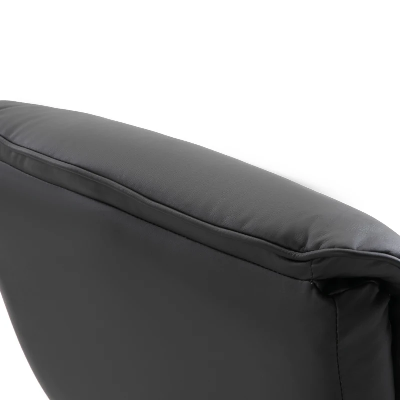 HOMCOM Fotoliu de relaxare cu taburet Fotoliu TV Fotoliu tapițat rotativ 360° înclinabil 145° cu design retro Chesterfield tapițerie PU placare lemn picior metalic Negru 82 x 83 x 110 cm