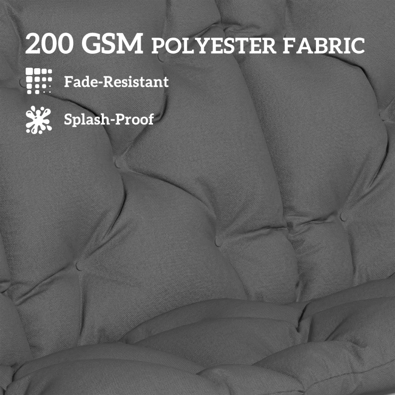 Outsunny Poduszka wodoodporna antypoślizgowa na huśtawkę outdoorowa z oparciem i paskami 150 x 100 cm ciemnoszara