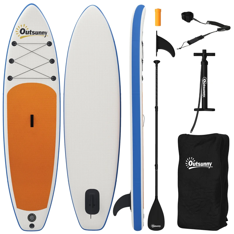 Outsunny Set de tabla SUP inflable 305 cm con remo de aluminio y aleta desmontable, correa de tobillo