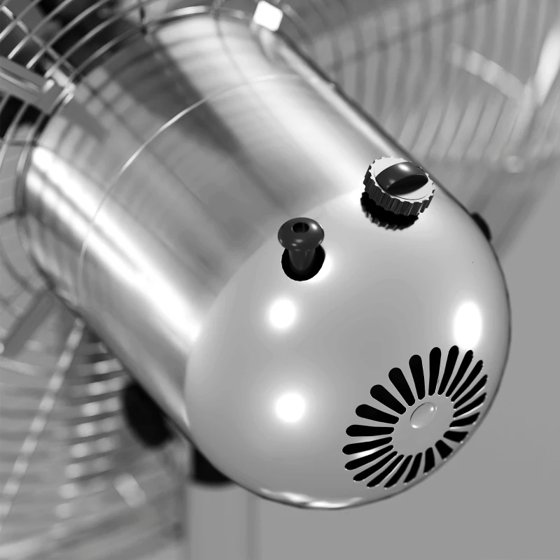 HOMCOM Ventilador de pé 50 W, altura ajustável 87-120 cm, 3 velocidades, oscilação e inclinação ajustáveis, prata