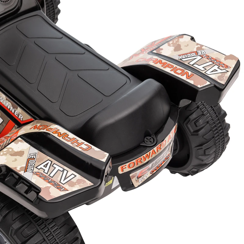 HOMCOM Quad electric pentru copii 6V, cu funcție înainte, muzică, quad electric pentru copii 1,5-3 ani Negru