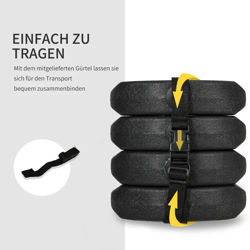 Outsunny Pavillonstandfüße 4er-Set 12 kg Gewichte mit Befestigungsstiften und Transportgurt