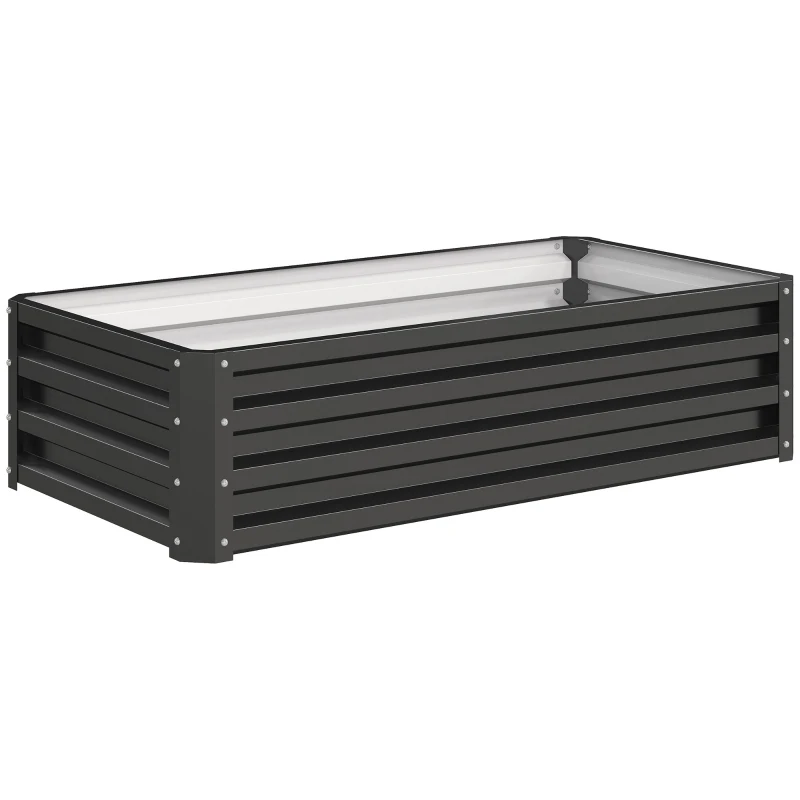 Outsunny Carré potager de jardin rectangulaire tôle d'acier ondulée 120 x 60 x 30,5 cm gris