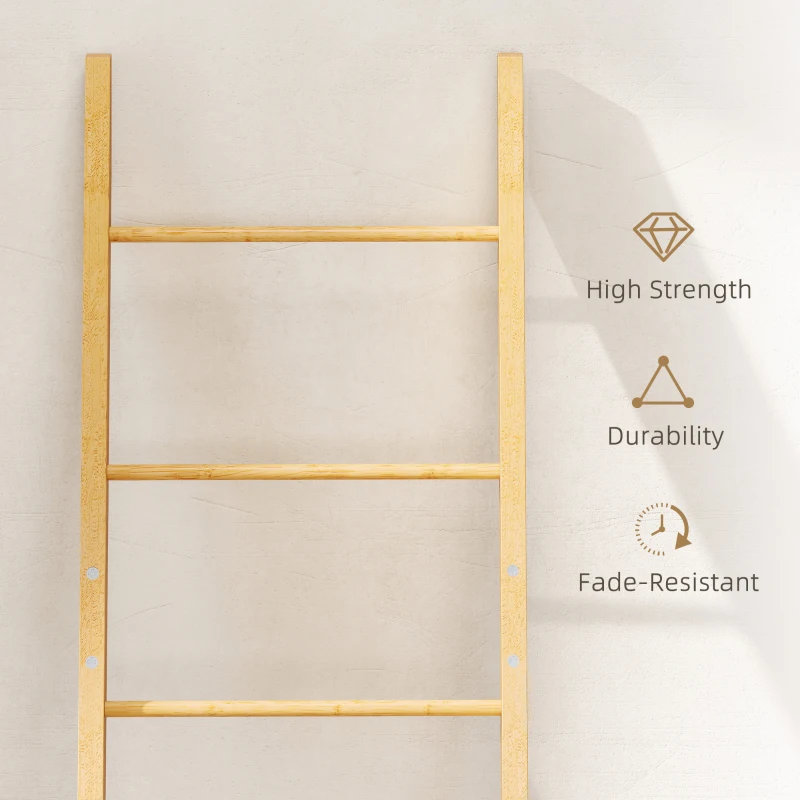 HOMCOM Regał łazienkowy, 2-w-1 z 3 drążkami, wyjmowany kosz na pranie 48L, bambusowy, 43 x 35 x 133 cm, kremowy