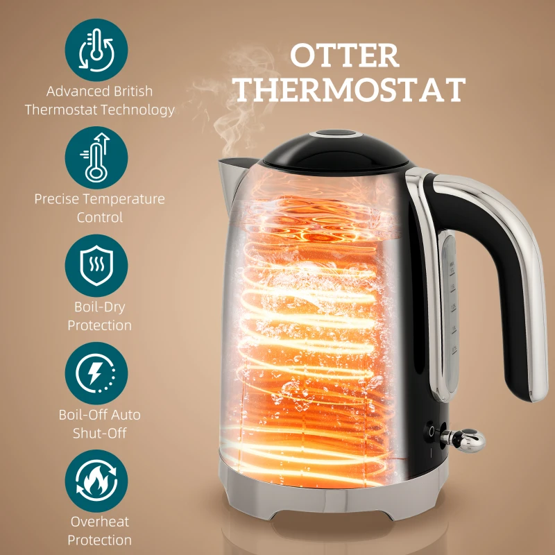 HOMCOM Retro Toaster and Kettle Set - Black