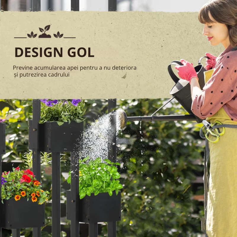 Outsunny Jardiniere inaltă cu grindă din lemn pentru plante, legume, flori sau ierburi aromatice, dim. 90L x 45L x 170H cm