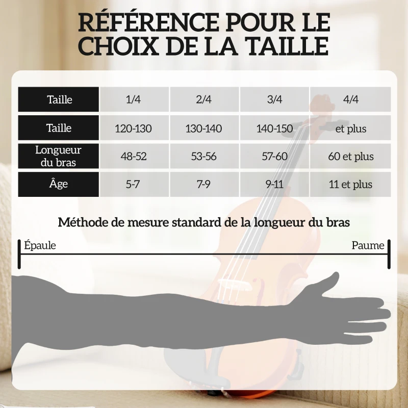 HOMCOM Vioară 4/4 set din lemn masiv pentru adulți și începători cu toc ușor și portabil 60 x 21 cm maro
