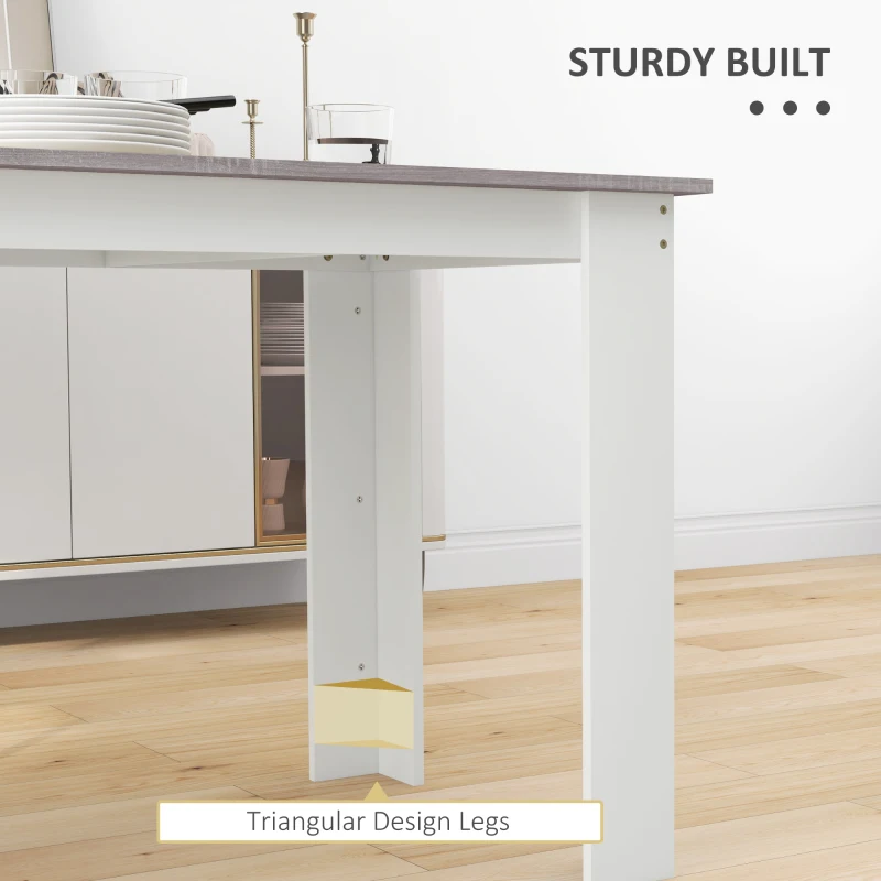 HOMCOM Dining Table for 4-6 People, Kitchen Table with Wood Effect for Dining Room, Grey