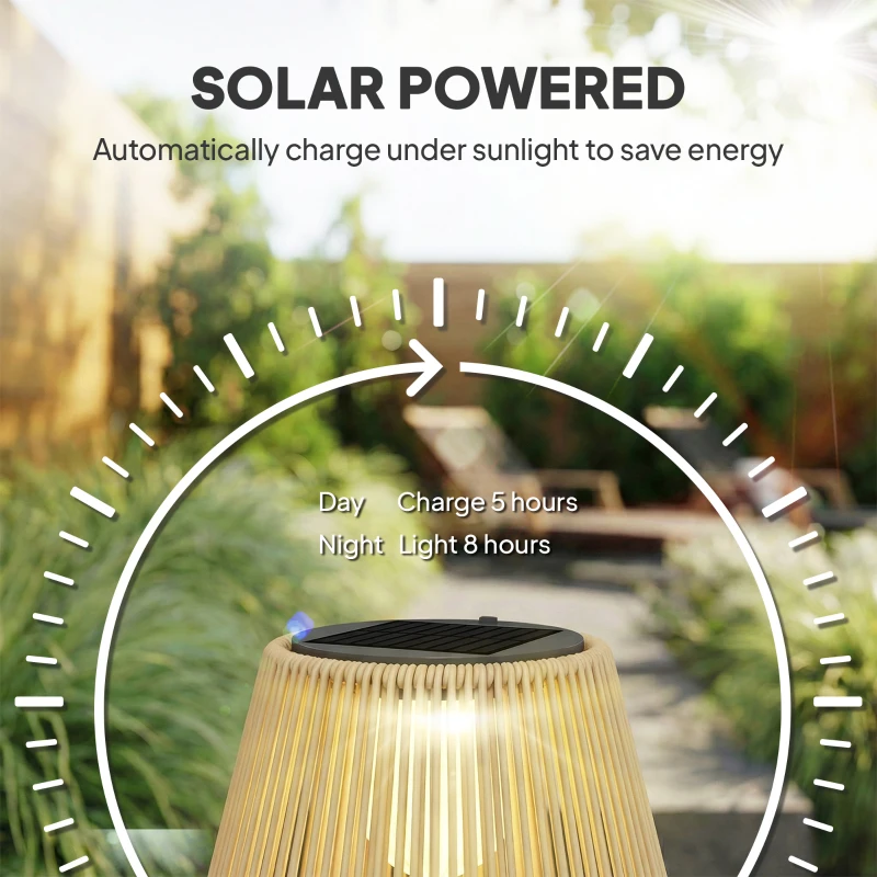 Outsunny Solarny stojak na lampę rattanową LED w stylu Boho wodoodporna IP44