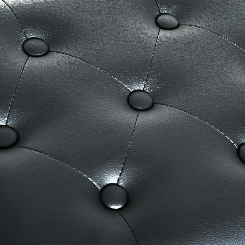 HOMCOM Banco de Piano Altura Ajustable Banqueta de Piano Asiento de Cuero Sintético Patas de Madera 64x35x55 cm Negro
