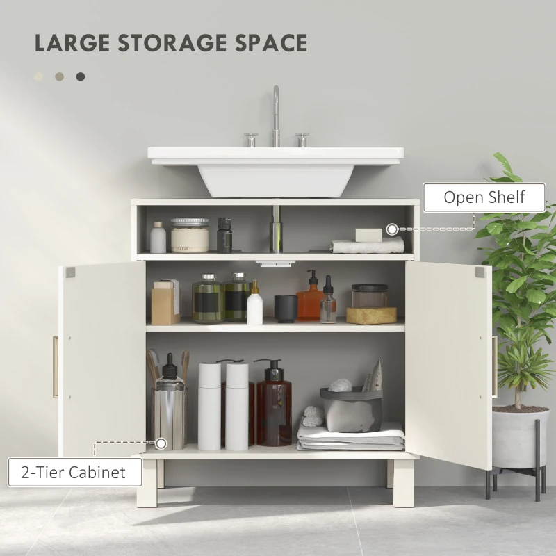 HOMCOM Under Sink Cabinet for Basin without Pedestal - Cream White