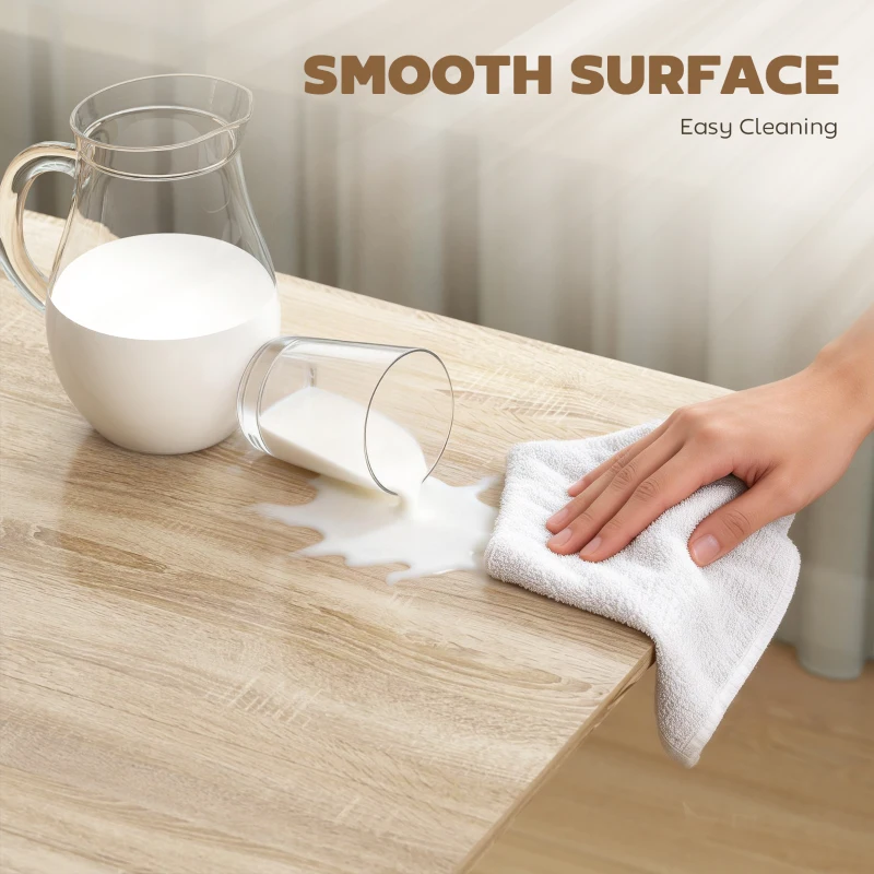 HOMCOM Mobilny Stół Składany z 6 Kółkami i Hamulcami, Składany Stół Kuchenny do Małych Pomieszczeń, Dąb