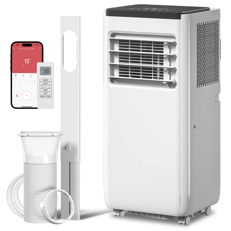 HOMCOM Climatizzatore portatile 10000 BTU 4 in 1 con WiFi, per 30 m², Bianco