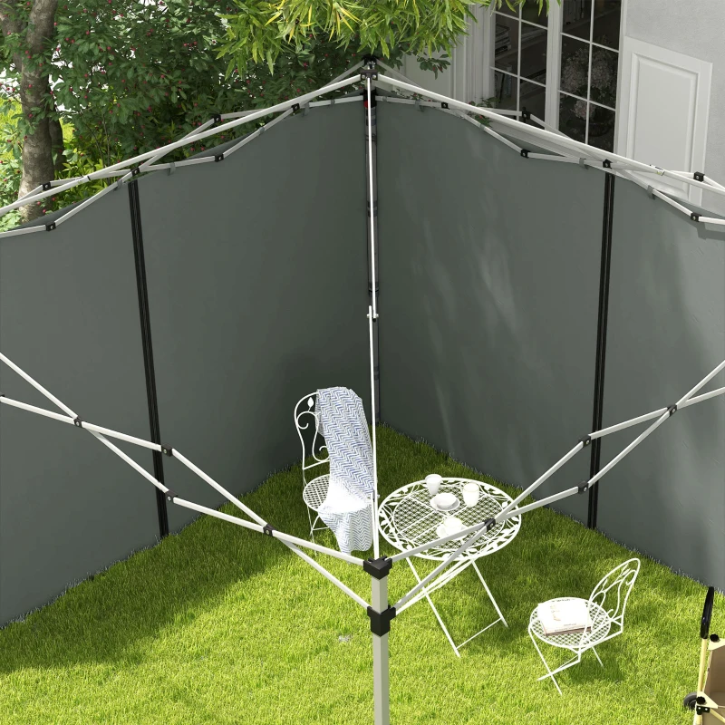 Outsunny Painéis laterais de reposição Barnum painéis laterais para gazebo 3 x 3 ou 3 x 6 m 2 peças cinzento escuro