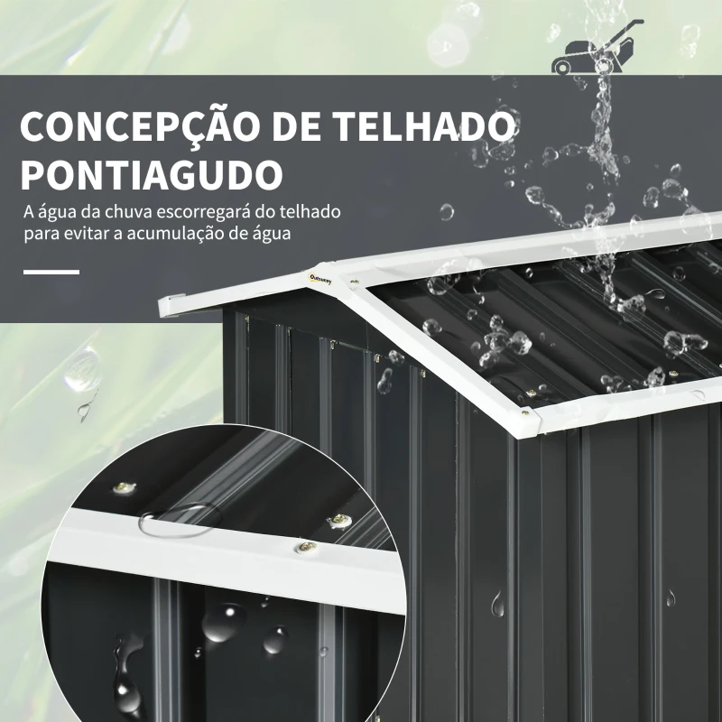 Outsunny Garagem para Corta-Relvas Robótico em Aço Galvanizado com Telhado de Duas Águas para Jardim Exterior 87x103x66 cm Cinzento Escuro