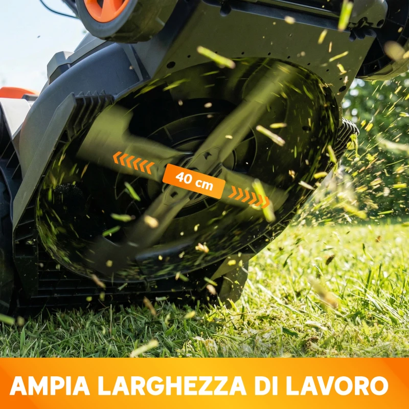 Outsunny Tagliaerba Elettrico 1800W con Sacco da 50L, Manico Regolabile, 6 Altezza di Taglio, Grigio Chiaro