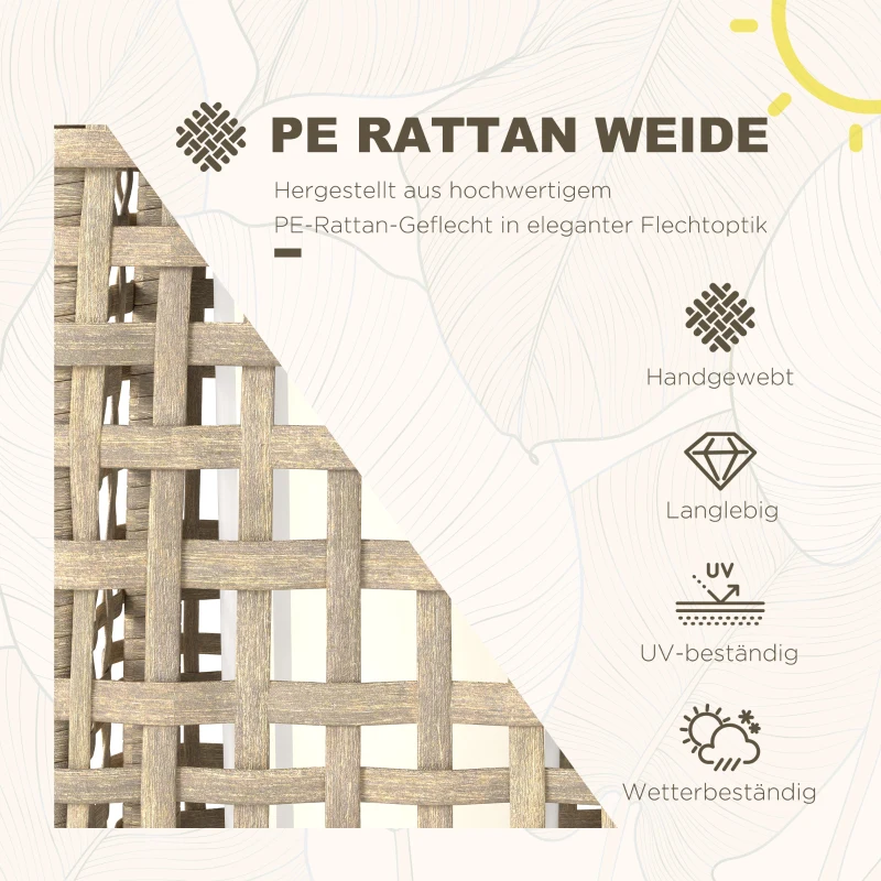 Outsunny Solar Stehlampe Rattan Solarlampen mit Lichtsensor Automatische LED Solarleuchte im Boho-Stil IP44 Wasserdicht