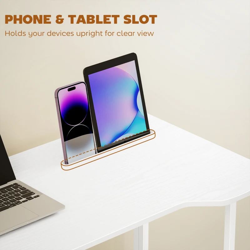 HOMCOM Small Folding Desk, with Wheels - White Wood-Effect