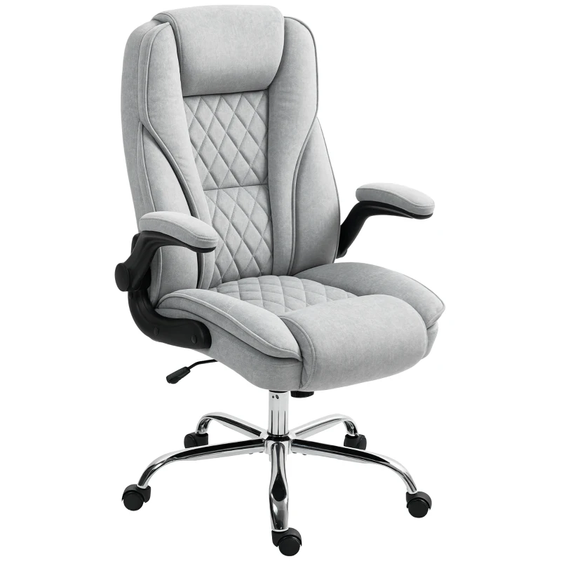 HOMCOM Scaun de birou, scaun birou ergonomic, înălțime reglabilă, brațe rabatabile, 70 x 70 x 114-122 cm, gri