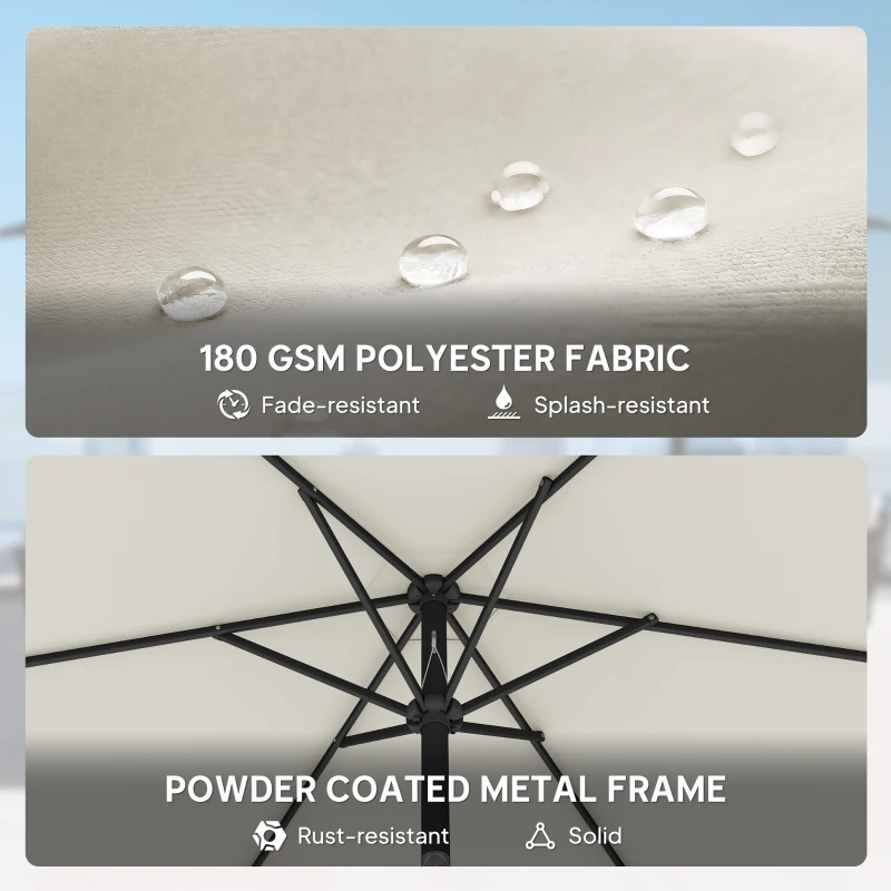 Outsunny Parasol ogrodowy 270 cm regulowany z korbką UV 50+ beżowy